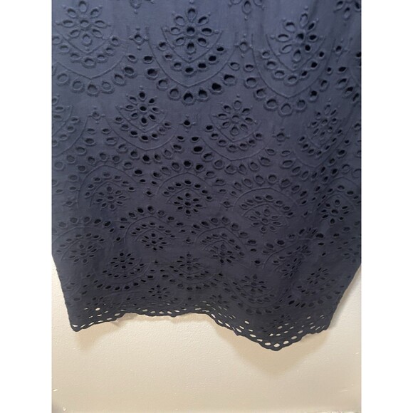 Boden Isadora Broderie Eyelet Navy Blue Cotton Women’s Mid Zipper Dress Size 8R - Picture 4 of 11